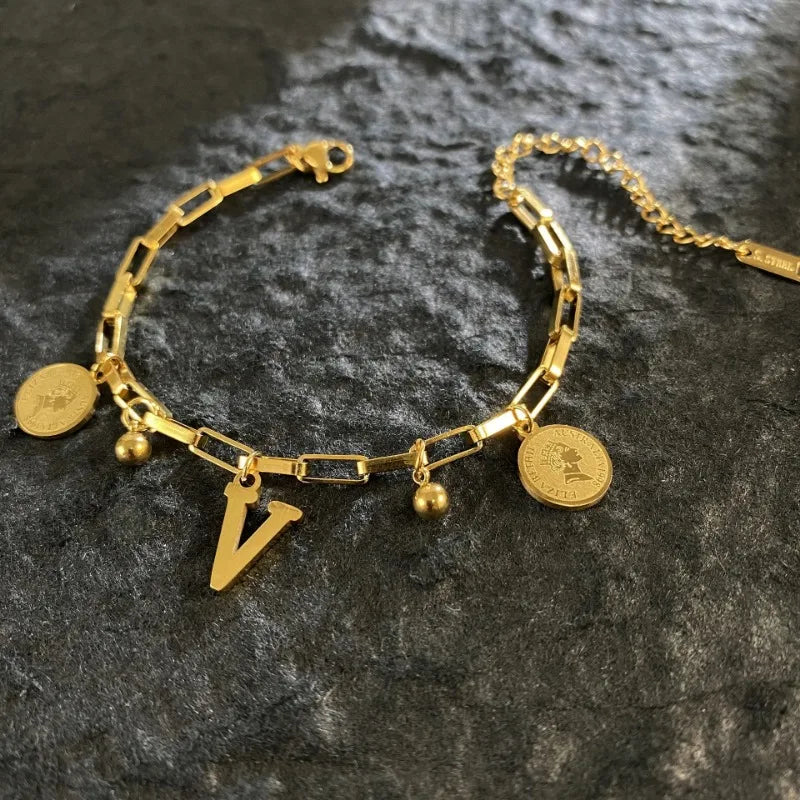 Named Letters 18K Gold-plated Stainless Steel Bracelet