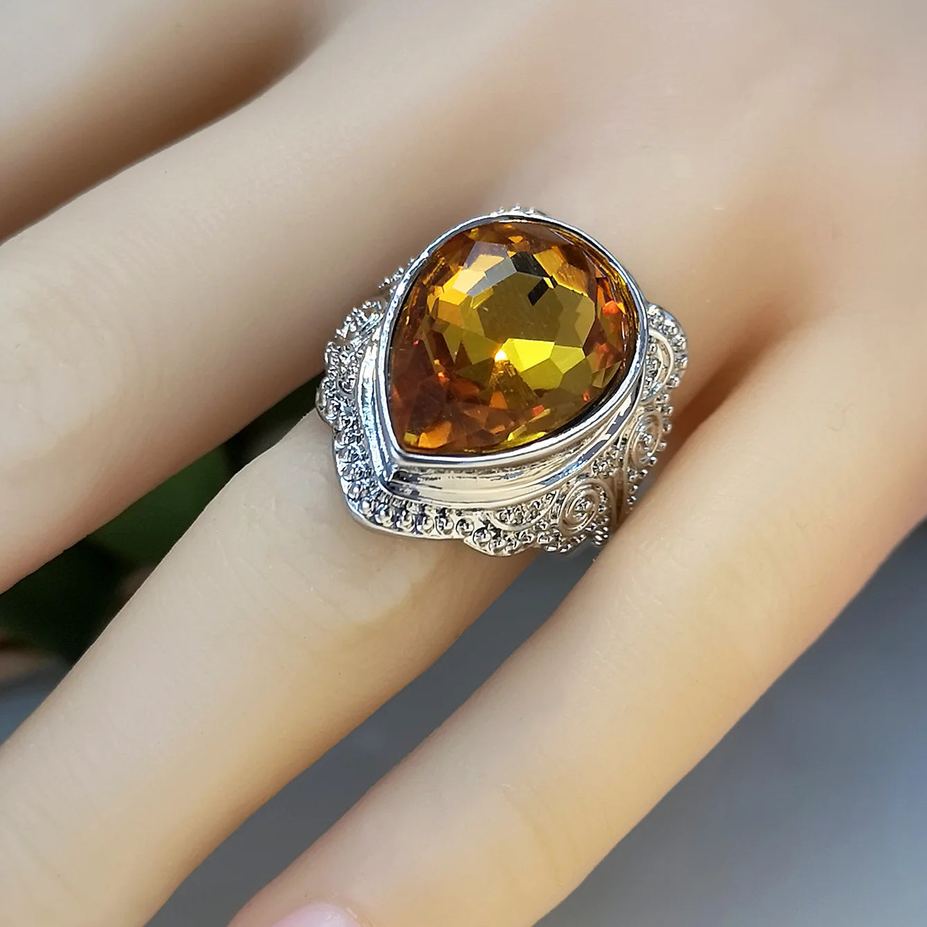 Zenat Victorian Women’s Faux Turquoise Carved Ring