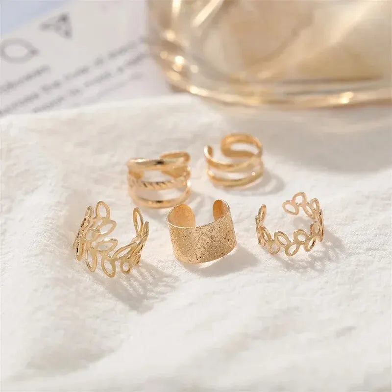 Zenat 5PCS Silver Leaf Clip Earrings – Non-Piercing