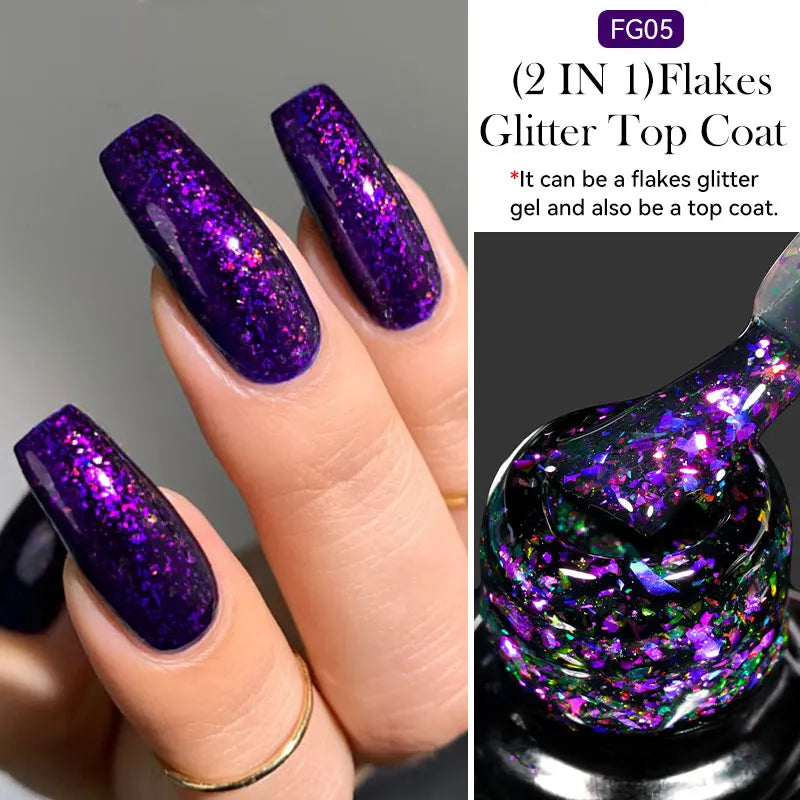 Zenat Bright Red Sparkling Glitter Gel Nail Polish