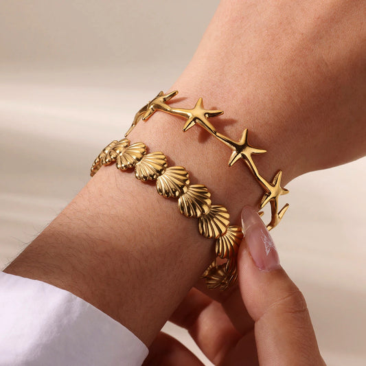 Shell Starfish 316L Stainless Steel Bangles for Women