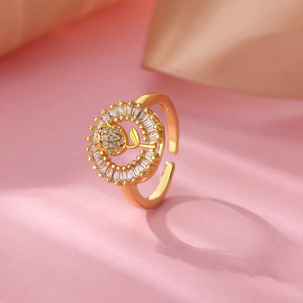 Zenat Zircon Geometric Evil Eye Adjustable Ring
