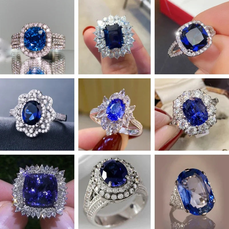Zenat Luxury Prong Rings – Deep Blue Zircon