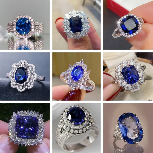 Zenat Luxury Prong Rings – Deep Blue Zircon