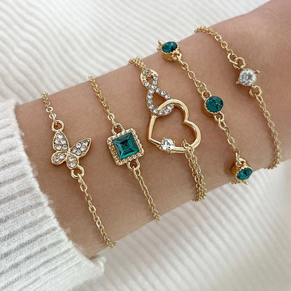 Zenat 5 Pieces/Set Of Rhinestone Butterfly Bracelet