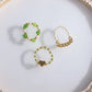 Trendy Cute Bohemia Pearl Flower Acrylic Beaded Rings Party Jewelry Finger Ring Set Women Ring