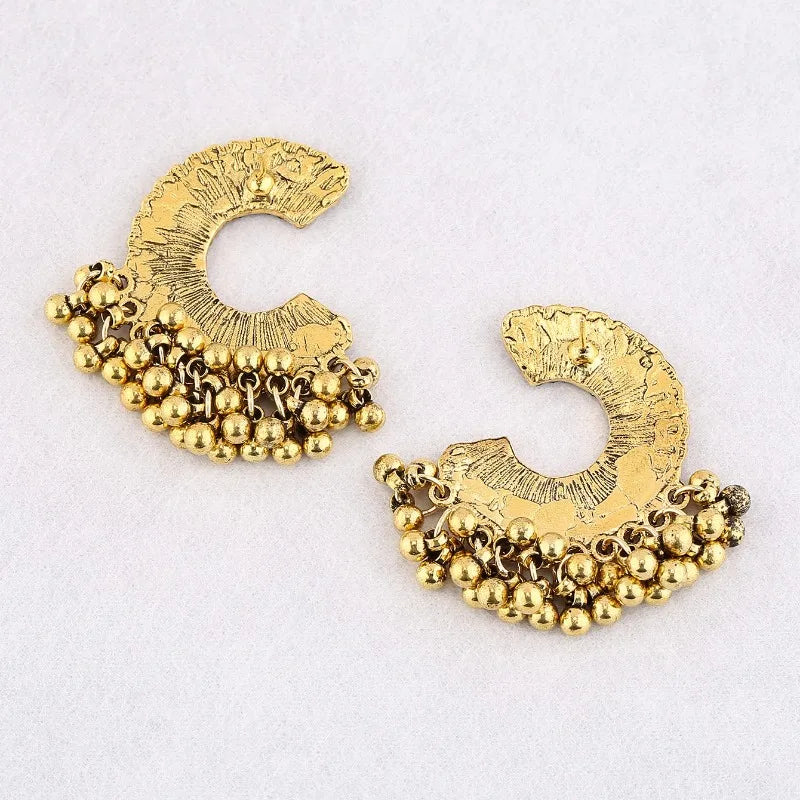 Zenat Colorful CZ Tassel Semicircle Jhumka