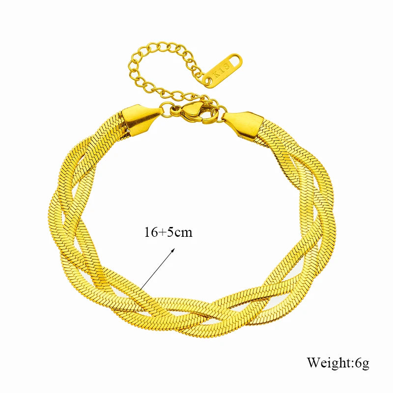 Zenat Stainless Steel Crossover Chain Necklace Bracelet