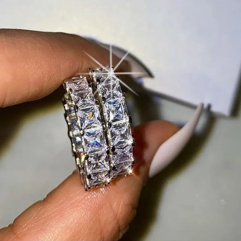Fashion Luxury Multicolor Charm Zircon Wedding Rings for Women Round Square Stone Party Ring Jewelry