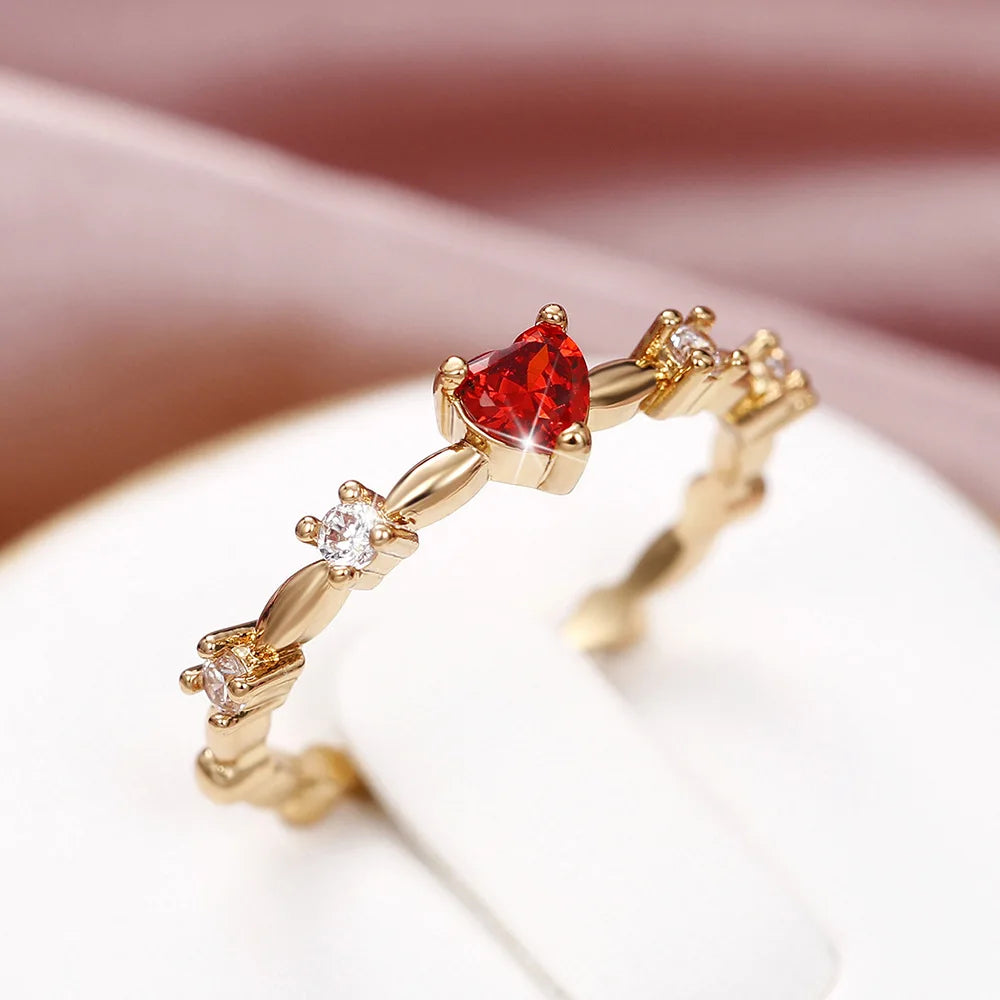 Zenat Elegant Red Corundum Ring with Large Zircon