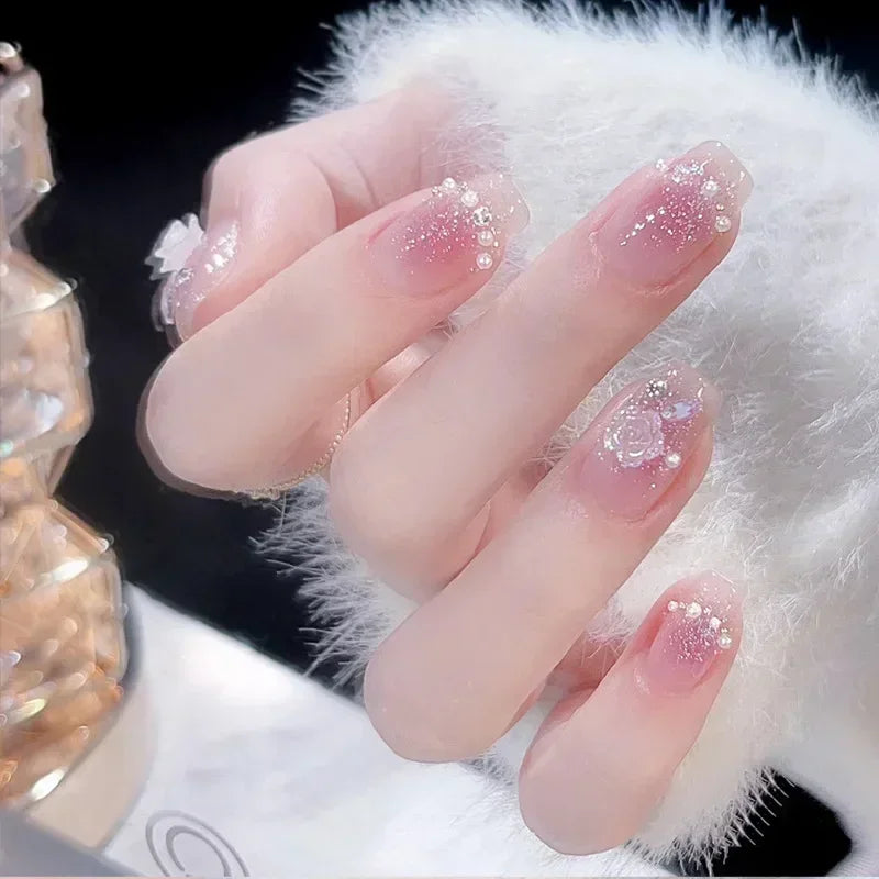Zenat 24Pcs Glitter Diamond Press-On Nails