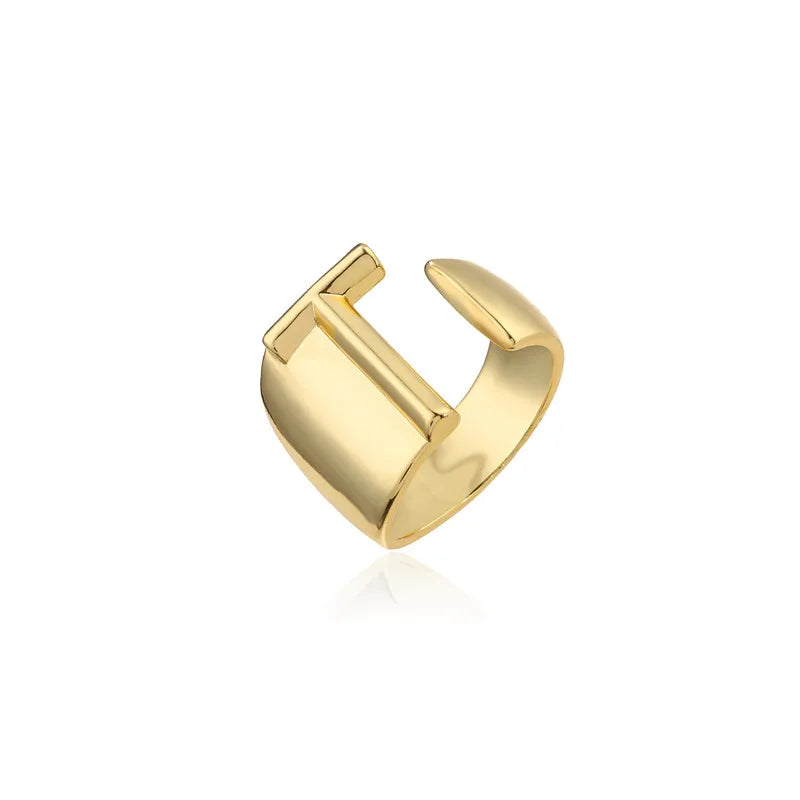 Zenat Letter Adjustable Stainless Steel Ring