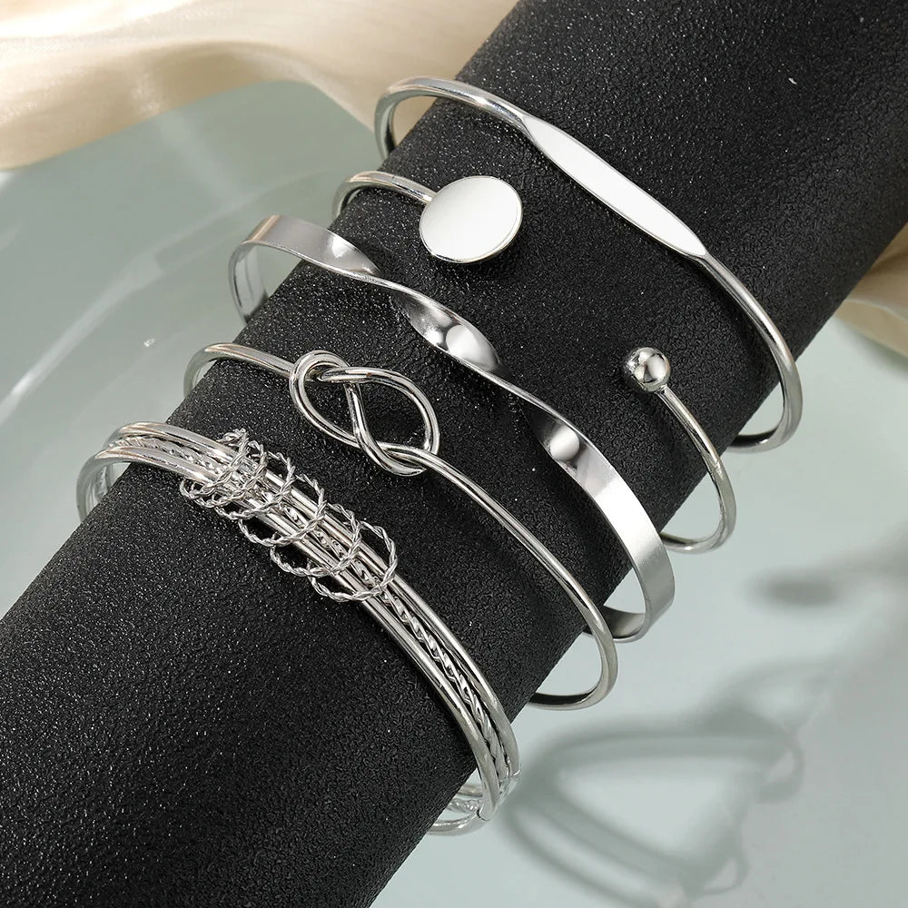5Pcs Set Gold/Silver Color Bracelet