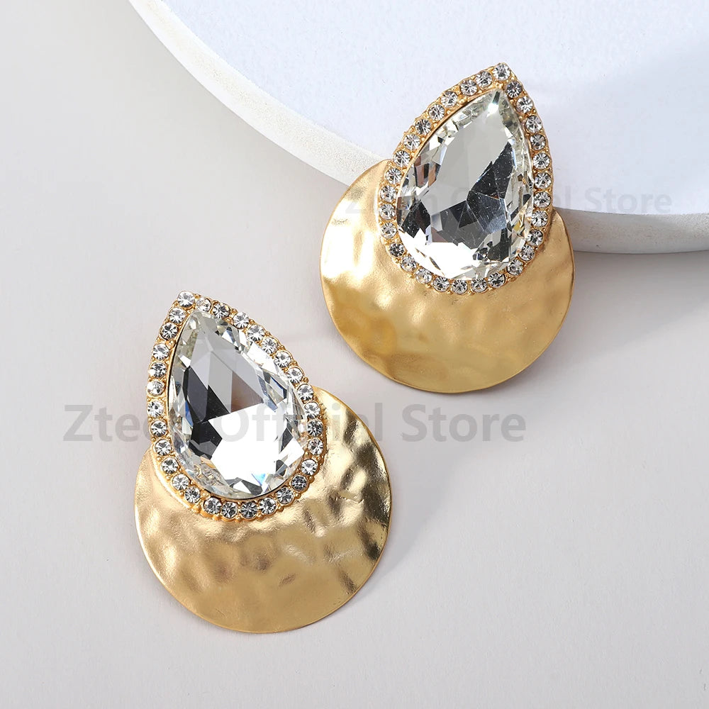 Zenat Big Round Metal Stud Earrings – Elegant Statement