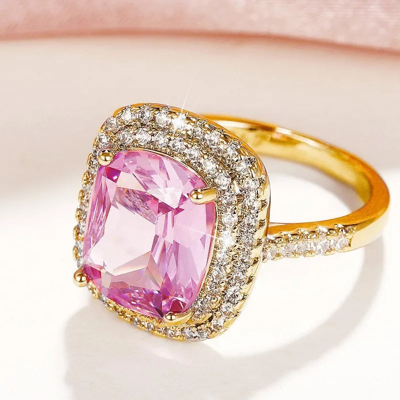 Zenat Pink Cubic Zirconia Ring for Women