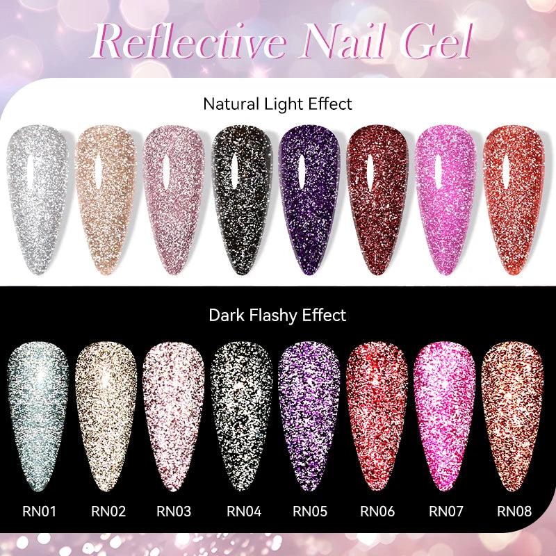 Zenat Bright Red Sparkling Glitter Gel Nail Polish