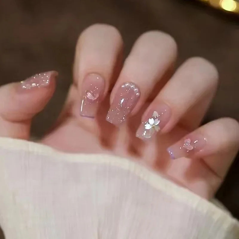 Zenat 24Pcs Glitter Diamond Press-On Nails
