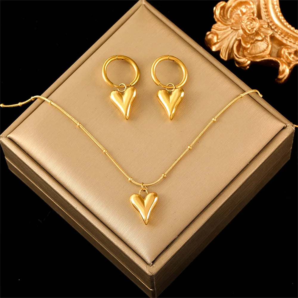 Zenat 316L Stainless Steel Love Necklace Set