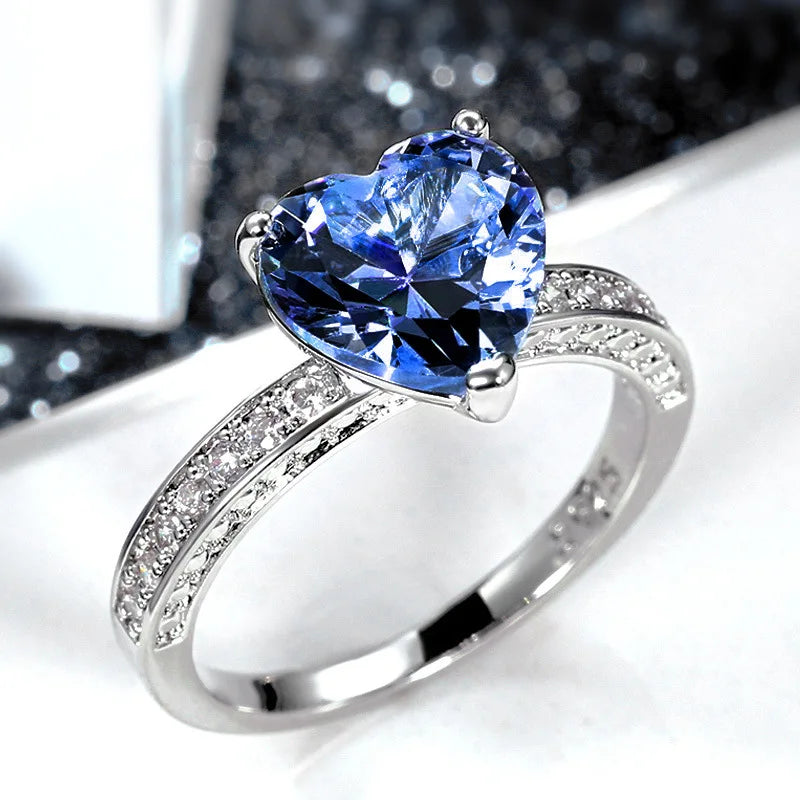 Zenat Luxury Prong Rings – Deep Blue Zircon