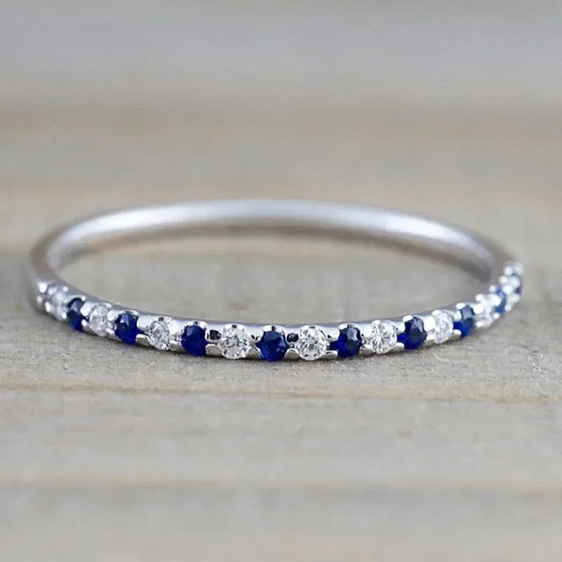 2025 New Blue Cube Zircon Ring Fashionable and Elegant High End Women's Bridal Wedding Luxury Personalized Jewelry Accessories