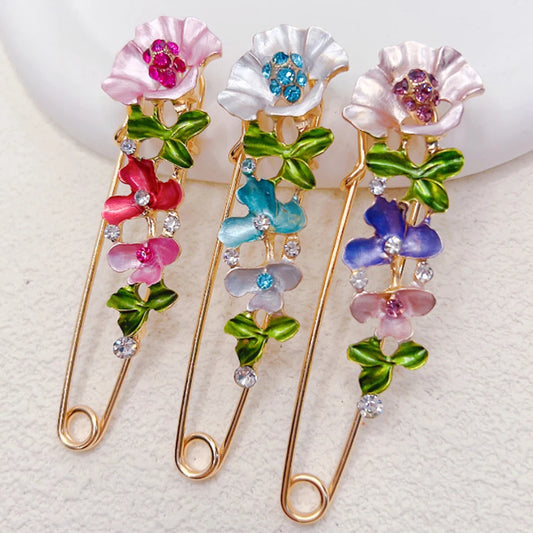 Zenat Sweet Flower Rhinestone Lapel Pin Brooch