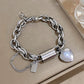 Lobster Heart Lock Stainless Steel Bracelet Gold Plated
