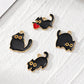 Zenat 10pcs Black Cat Enamel Charm Set