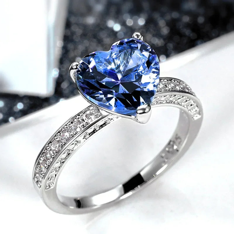 Zenat Luxury Prong Rings – Deep Blue Zircon