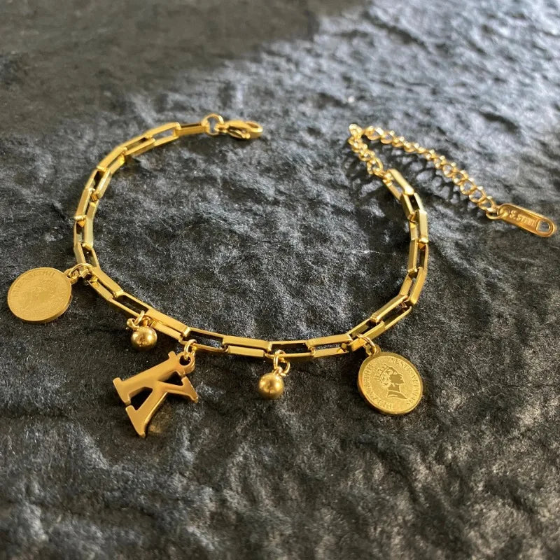 Named Letters 18K Gold-plated Stainless Steel Bracelet