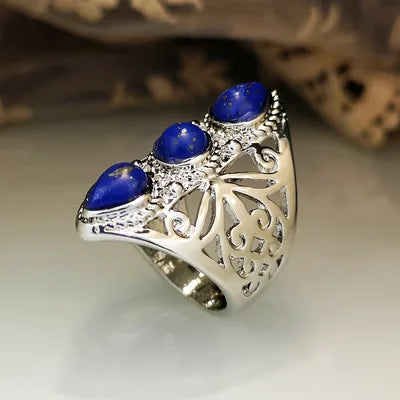 Zenat Victorian Women’s Faux Turquoise Carved Ring