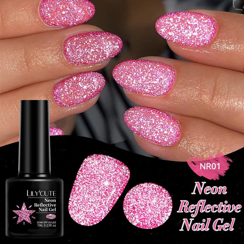 Zenat Bright Red Sparkling Glitter Gel Nail Polish