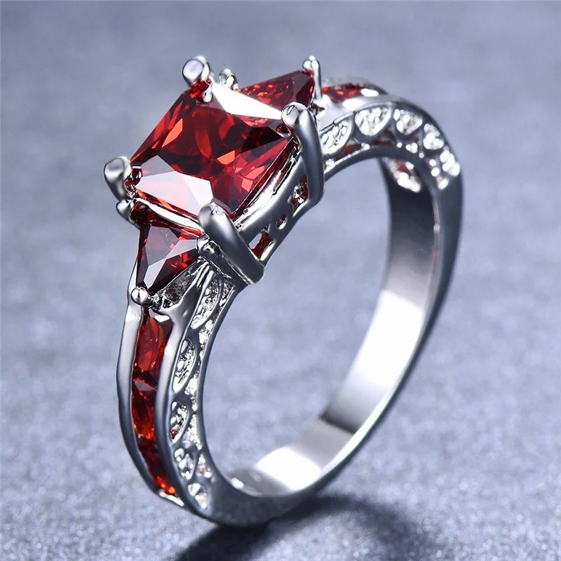 Zenat Princess Square Cut Red Stone