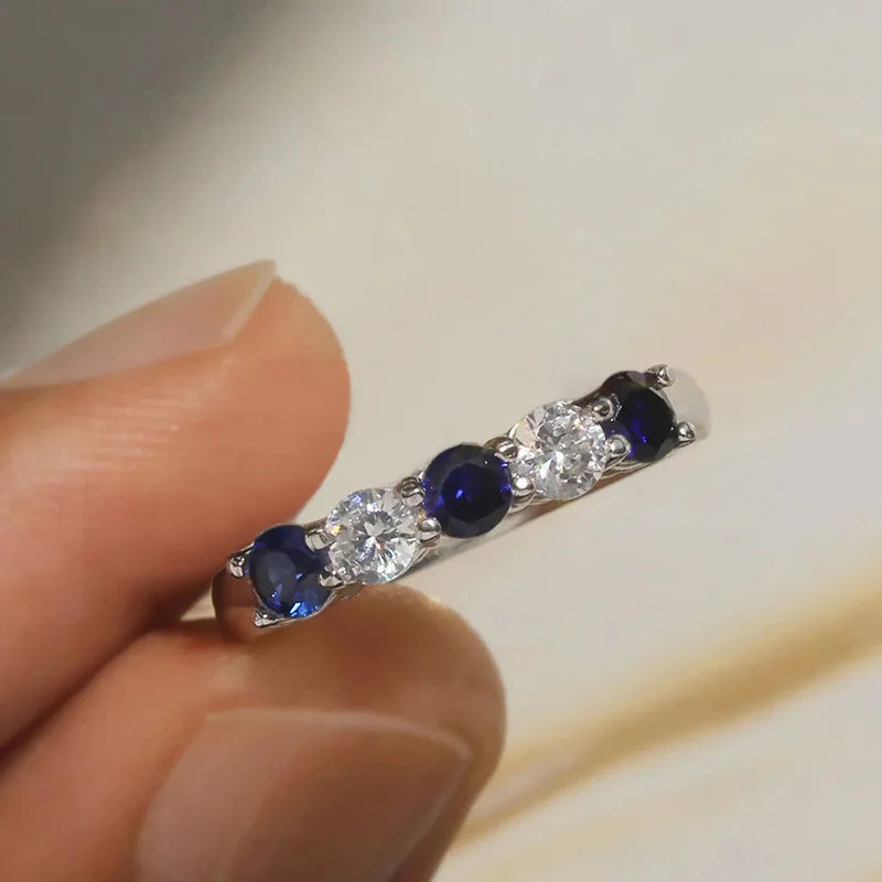 Zenat Luxury Prong Rings – Deep Blue Zircon