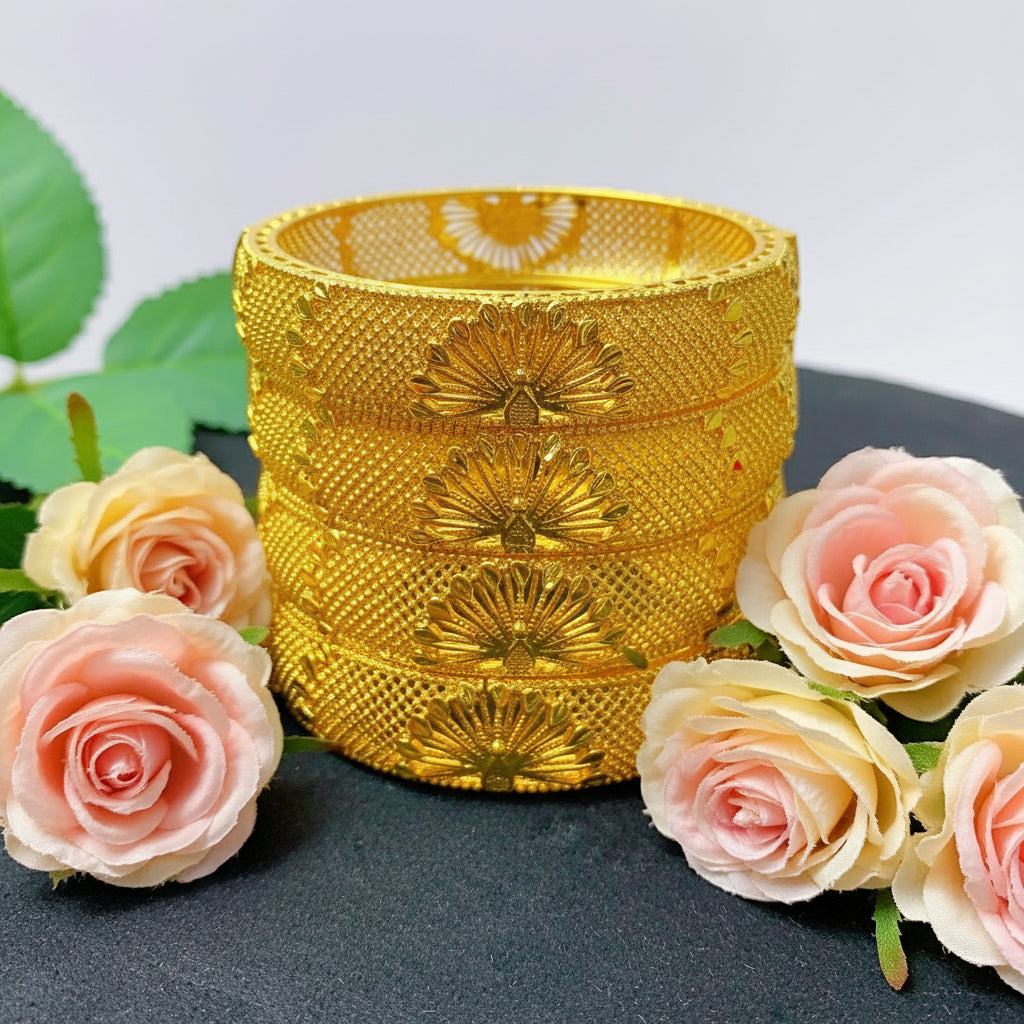 Bridal 24k Gold Color Round Bangles Adjustable