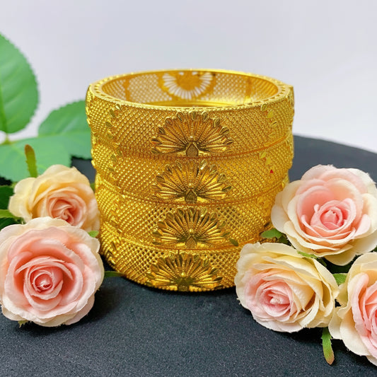 Bridal 24k Gold Color Round Bangles Adjustable