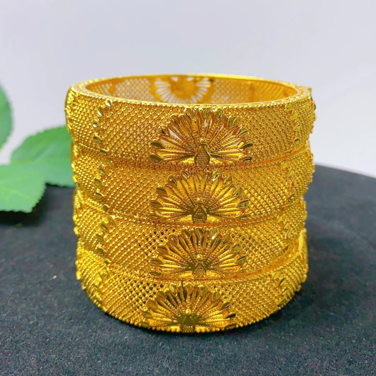 ANIID Fashion Dubai Bridal 24k Gold Color Round Bracelets Bangles  Ethiopian Luxury Hand Jewelry for Indian Wedding Party Gifts