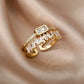 Zenat Gold Zircon Adjustable Stainless Steel Ring