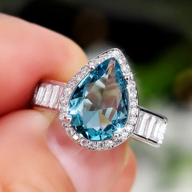 Zenat Sea Blue Cubic Zirconia Women’s Ring
