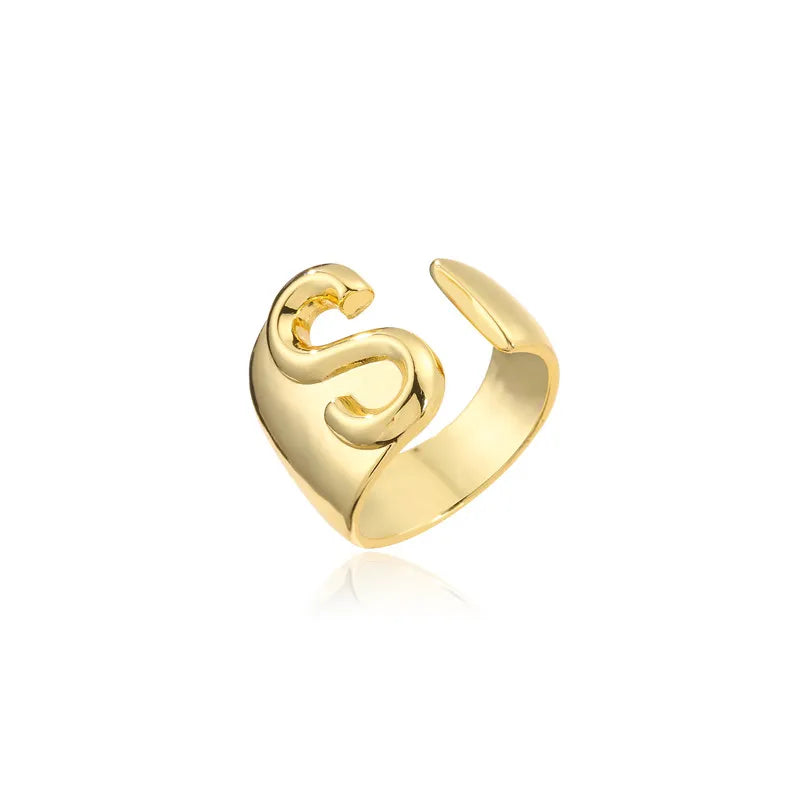 Zenat Letter Adjustable Stainless Steel Ring