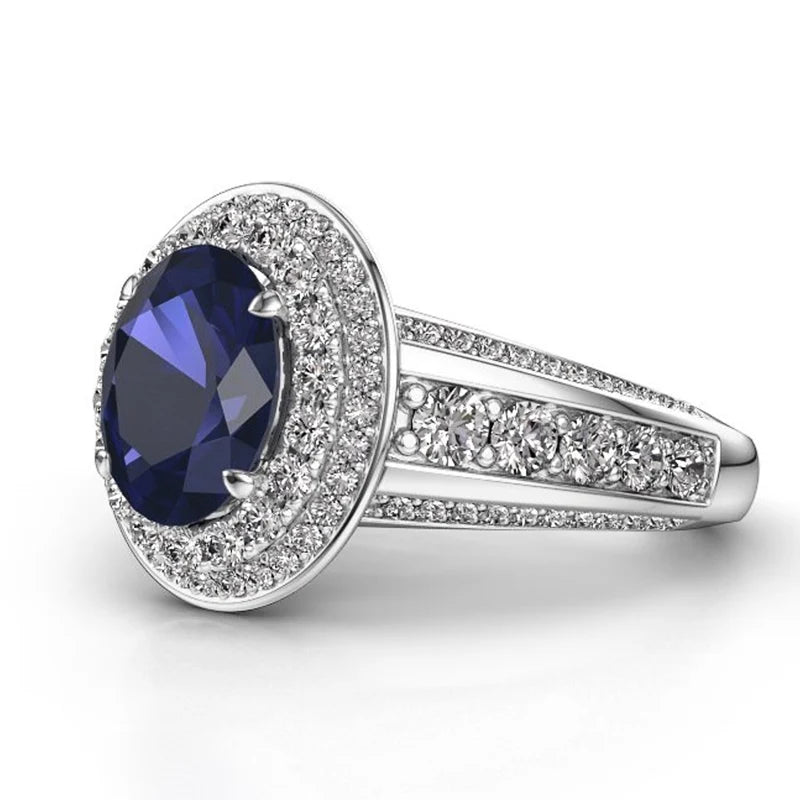 Zenat Luxury Prong Rings – Deep Blue Zircon