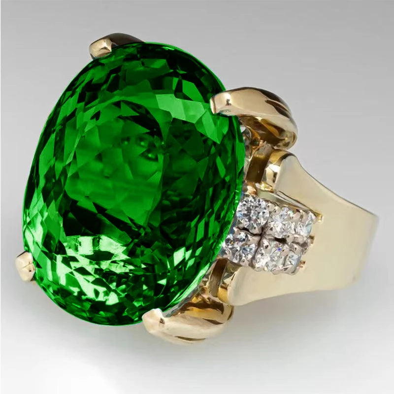 Zenat Oval Crystal Wedding Engagement Ring