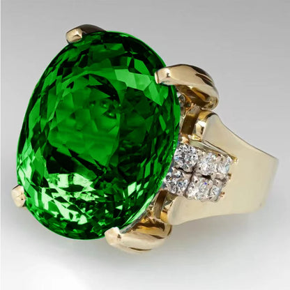 Zenat Oval Crystal Wedding Engagement Ring