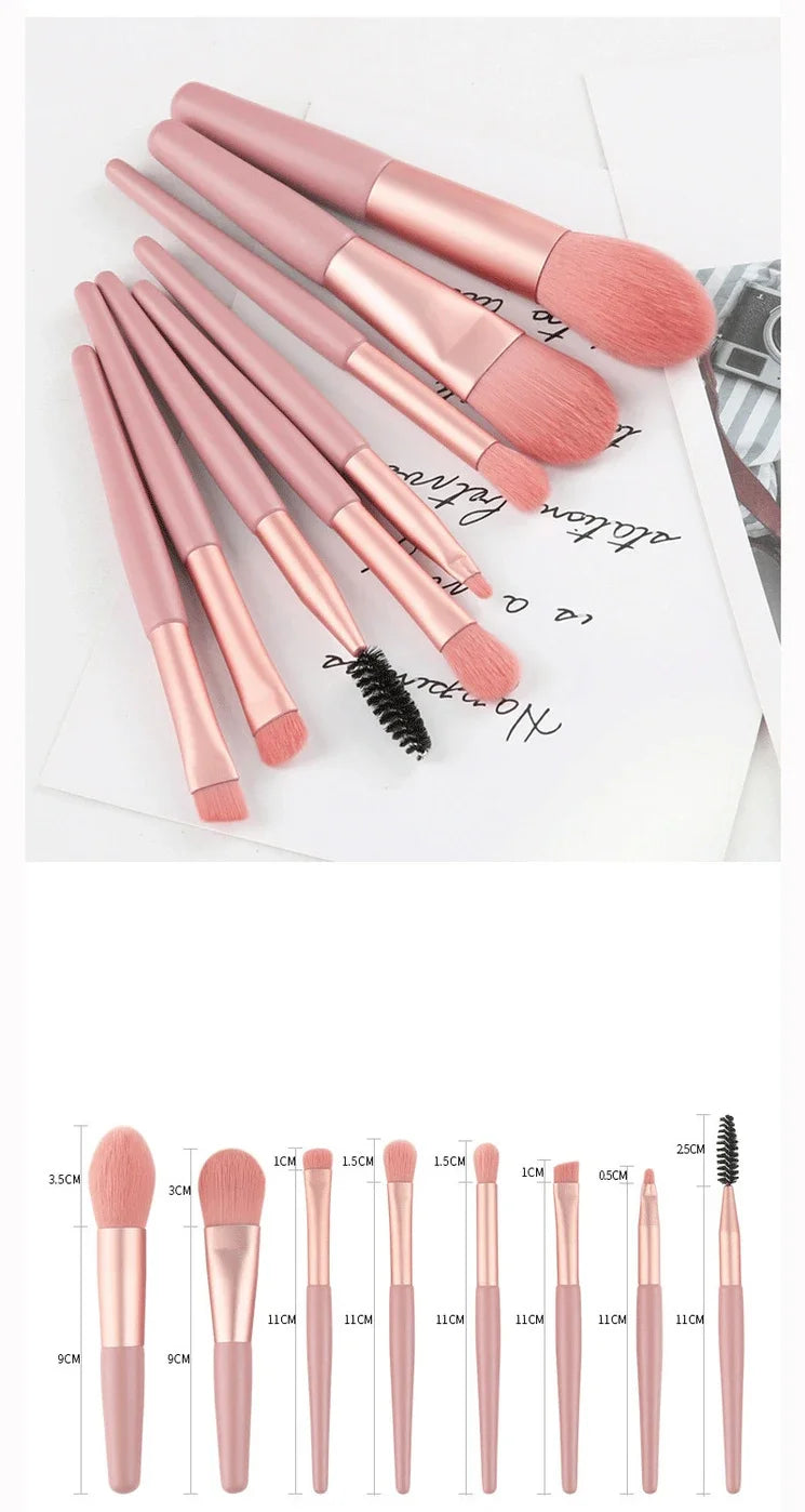 Zenat 8-Piece Portable Soft Makeup Brush Set