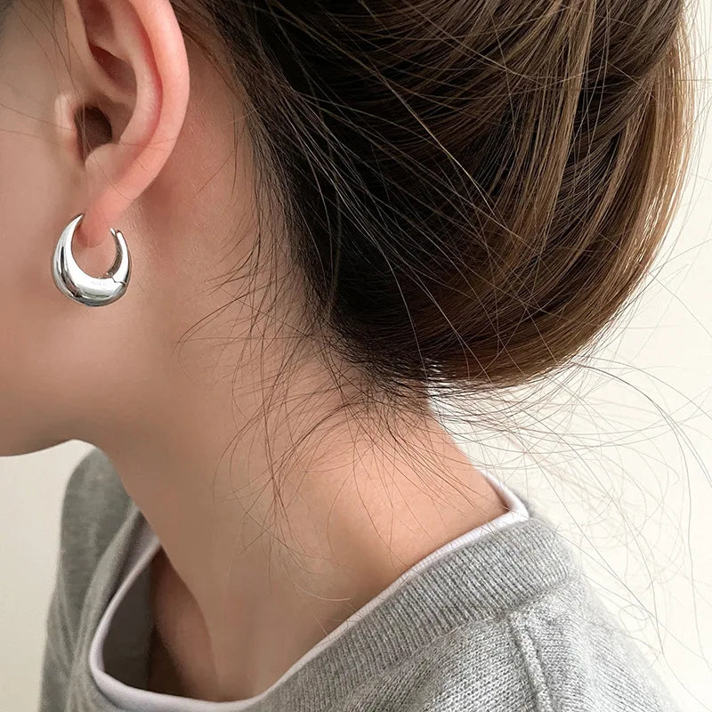 Zenat 925 Silver Round Hoop Earrings – Trendy Vintage