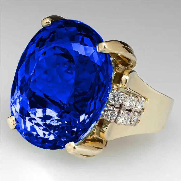 Zenat Oval Crystal Wedding Engagement Ring