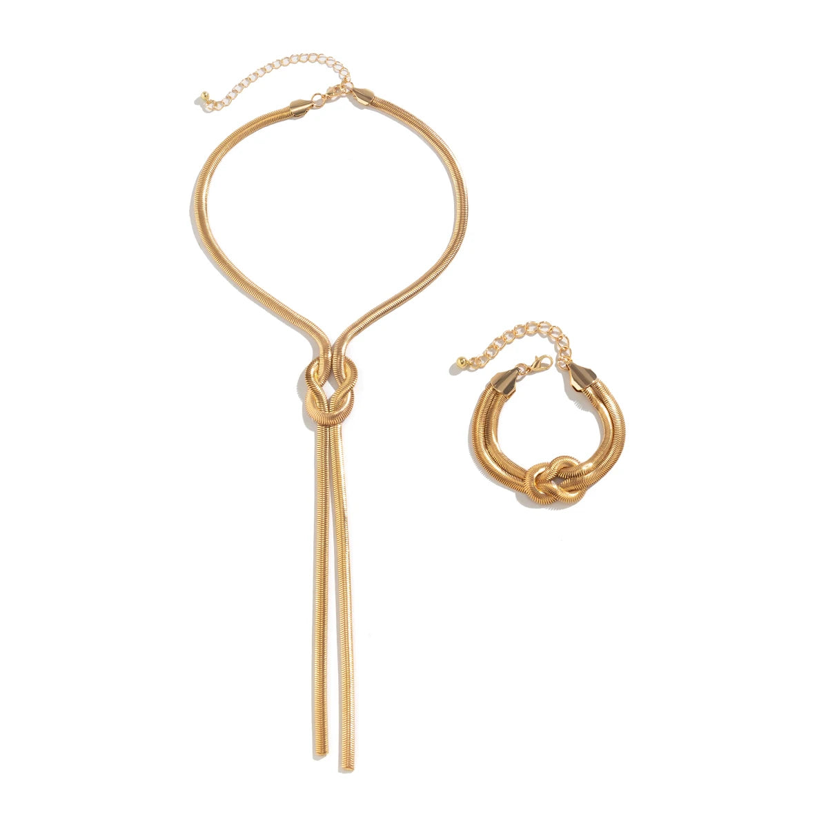Zenat 2PC Snake Twisted Chain Necklace & Bracelet