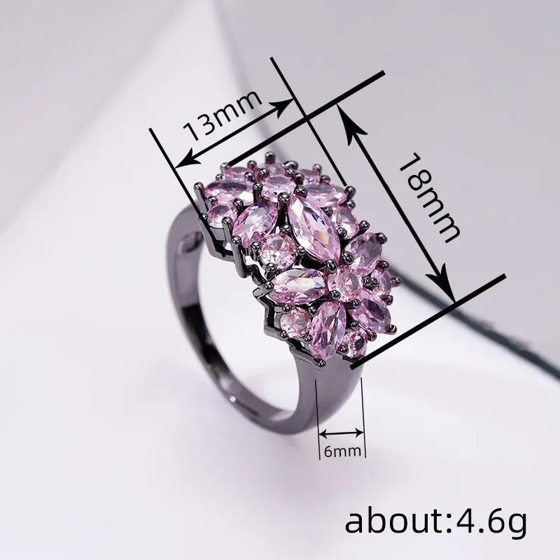 Zenat Purple Cubic Zirconia Square Crystal Ring