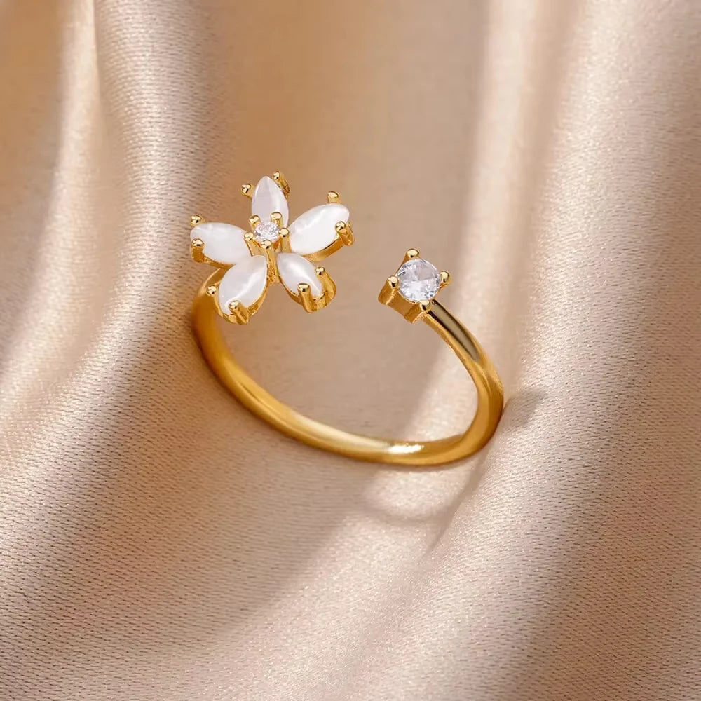 Zenat Zircon Geometric Evil Eye Adjustable Ring