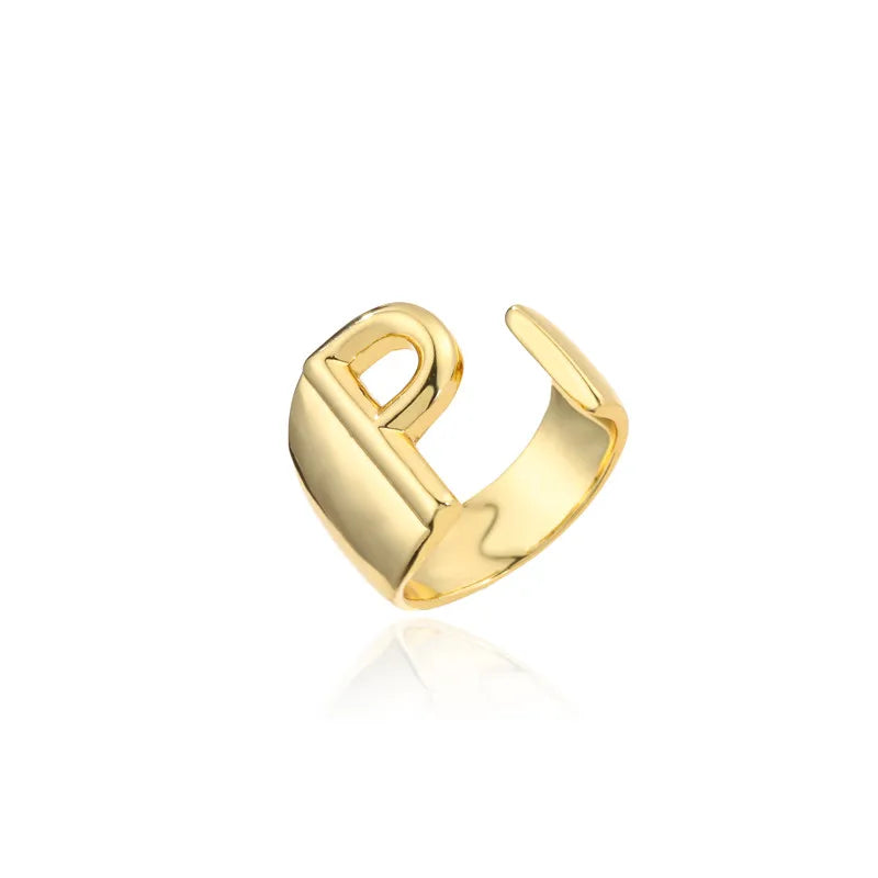 Zenat Letter Adjustable Stainless Steel Ring