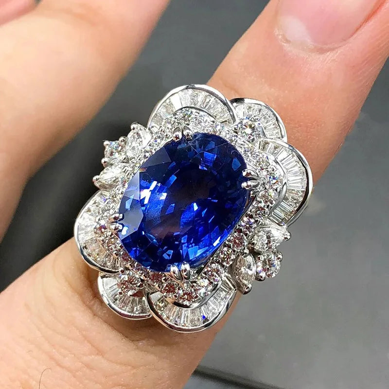 Zenat Blue Cube Zircon Elegant Ring